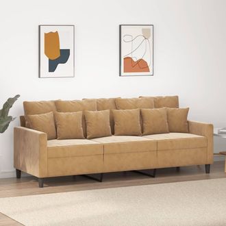 vidaXL Sof&aacute; De 3 Plazas Terciopelo Marr&oacute;n 180 Cm Vidaxl