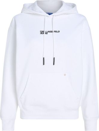 Karl Lagerfeld face-print hoodie - women - Organic Cotton - M - White