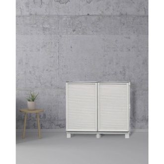 Dmora Armario para exteriores o interior multiusos, móvil de 2 puertas y 1 estante de polipropileno, 100% Made in Italy, 100x39h92 cm, color gris claro