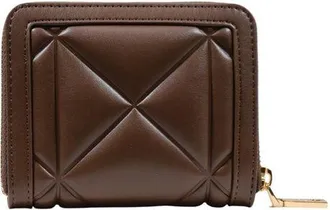 Love Moschino Quilted Polyurethane with Logo Plaque Wallet - Brown