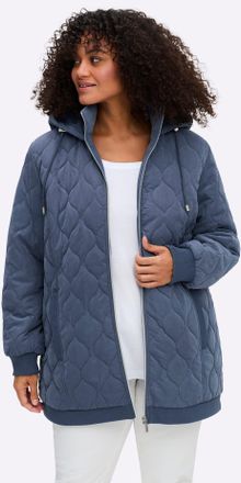 Sheego Blouson SHEEGO, Damen, Gr. 42, rauchblau, 89% Polyester, 11% Polyamid, B&uuml;ndchen:95% Polyester, 5% Elasthan, Kapuzenfutter:100% Polyester, Wattierung:1