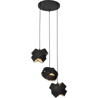 QAZQA Modern Pendant Light Black 3-Light - Cloth