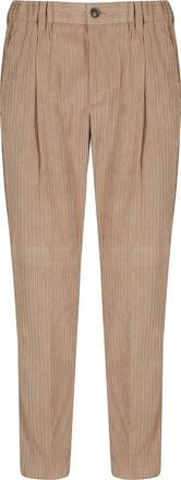 Herno Camel 1 Pinces Cotton Velvet Trousers