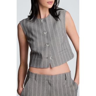 Kenneth Cole Pinstripe Boxy Vest in Dark Slate/Feather White at Nordstrom, Size X-Large