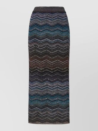Missoni knit midi skirt chevron pattern