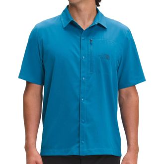 The North Face First Trail UPF Shirt Mens Banff Blue Short Sleeve RED604