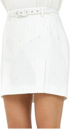 Simona Corsellini Mini rok met ritssluiting - Dames - Korte rokken - Wit - S - Wol - Rokken