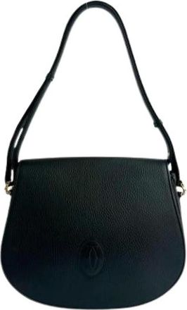 Cartier Pre-owned Cross Body Bags, female, Black, Size: ONE SIZE Pre-owned Vintage Leather Crossbody Bag