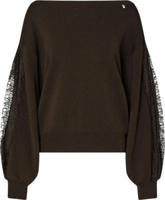 Liu Jo Maglia Chiusa M/L con Pizzo - Dames - Ronde hals truien - Bruin - L - Truien & Vesten