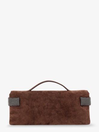 Brunello Cucinelli Womens Handbag Essence Suede Brown Handbags Hand Bags