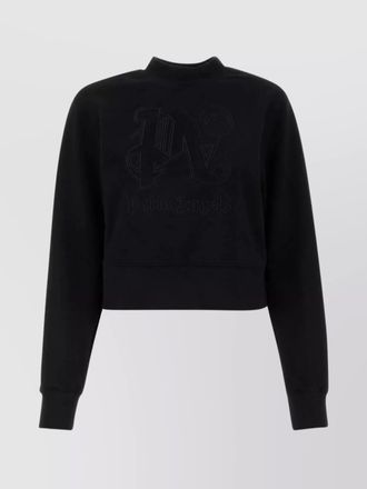 Palm Angels cotton ribbed cropped sweatshirt