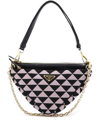 Prada Double Symbole Triangle Bag Leather and Jacquard Mini shoulder bag - Black