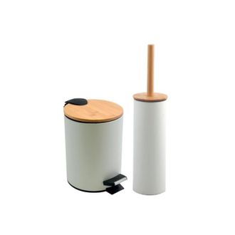 Spirella Spirella - Papelera Con Pedal Y Escobilla 3l Adonis Blanco Mate