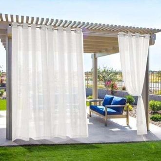OEM Juego De 2 Cortinas Exteriores Resistentes A La Intemperie Para Puertas Francesas, 134 X 210 Cm, Blancas