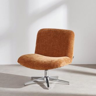 Maisons du monde Sill&oacute;n giratorio de terciopelo marr&oacute;n y acero cromado