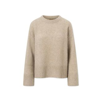Rue De Tokyo Truien & Vesten, Heren, Beige, L, Kasjmier, Kasjmier Zijde Boxy Crewneck Sweater