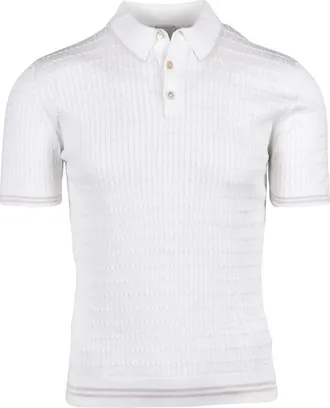 Eleventy White Men Cotton Knit Polo