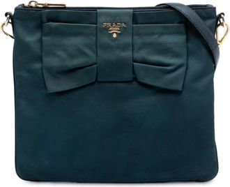 Prada Pre-owned Bow Detail Shoulder Bag - Dames - Vintage Schoudertas - Blauw - ONE Size - Vintage