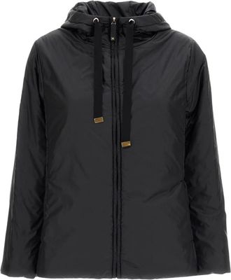 Max Mara Capuchonjack met vulling - Dames - Winterjassen - Zwart - 2XS - Leer - Jassen