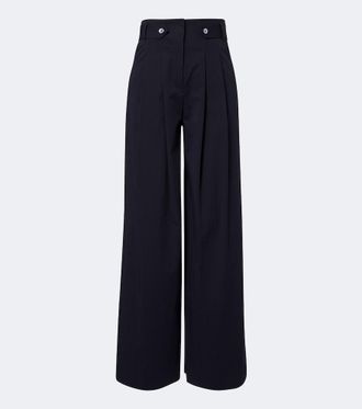 Veronica Beard Allman pleated cotton-blend wide-leg pants