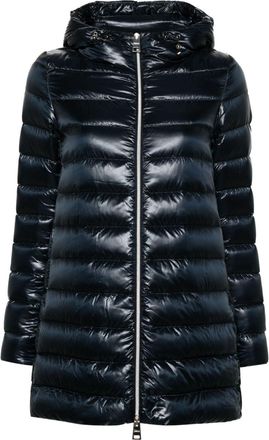 Herno hooded puffer coat - women - Polyamide/Polyamide/Goose Down/Goose Feather - 40 - Blue