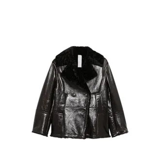 Furling Shearling-collar Double-breasted Jacket
