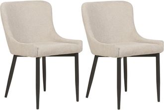 Beliani Beliani - Conjunto De 2 Sillas Auxiliares Con Elegantes Patas De Hierro Negro Tapizado De Tela Beige Claro Everly