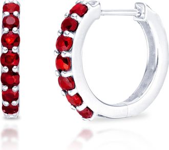 MAX + STONE 10k Yellow or White Gold 12MM Small Natural Gemstone Huggie Hoop Earrings