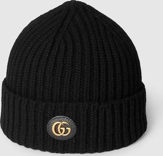Gucci Wool Cashmere Hat With Double G, Black