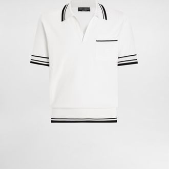 Dolce & Gabbana Silk Piqué Polo Shirt - Man Sweaters And Cardigans White 48