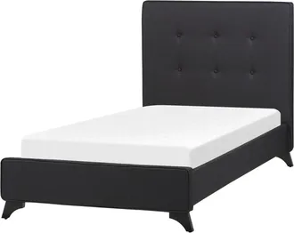 Beliani Cama individual de tejido negro 90x200