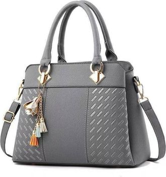 Generic Ladies Fashion Handbag, Shoulder Purse Women Crossbody,Leather Tote Bags with the classic tassels (Dark Gray)