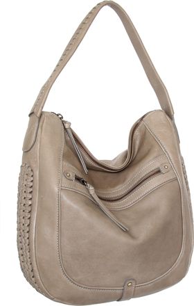 Nino Bossi Vintage Leather Woven Accent Hobo in Stone