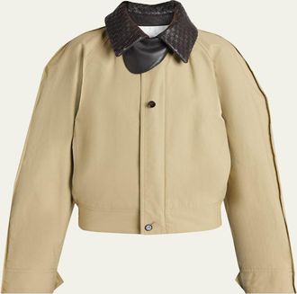 Bottega Veneta Intrecciato Collar Cotton Blouson Jacket
