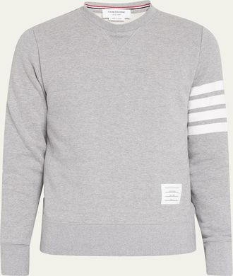Thom Browne Mens Classic Crewneck Sweatshirt with Striped Sleeve