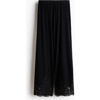 H&M Lace-trimmed Pyjama Bottoms in Black at Nordstrom, Size X-Small