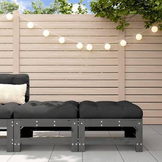 vidaXL Vidaxl - Taburetes De Jard&iacute;n Con Cojines 2 Uds Madera Maciza Pino Gris