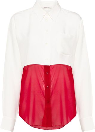 Peter Do And Red Panelled Silk Shirt - Womens - Silk