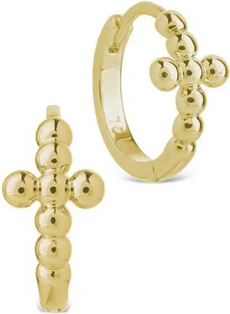 Sterling Forever Patrycja Beaded Cross Hoop Earrings in Gold at Nordstrom Rack