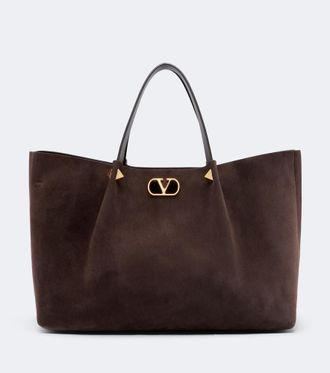 Valentino Garavani VLogo Signature Large suede tote bag