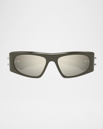 Alexander McQueen Men & apos;s AM0471SM Acetate Rectangle Sunglasses