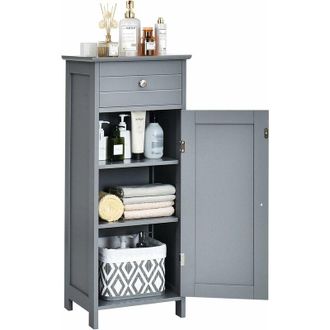 Costway Armadio da Terra per Bagno, Mobile Armadietto con Cassetto, in mdf (E1) di Alta Qualit&agrave; (Grigio) - Costway