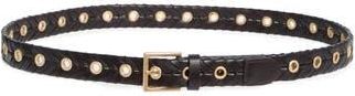 AllSaints Eyelet Woven Leather Belt in Bitter Brown /Warm Brass at Nordstrom Rack, Size X-Small/small