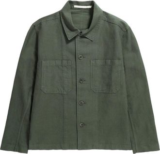 Norse Projects Katoenen Linnen Overshirt Essenti&euml;le Stijl - Heren - Zomerjassen - Groen - M - Katoen - Jassen