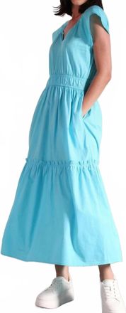 Maude Seirra Midi Dress In Cyan