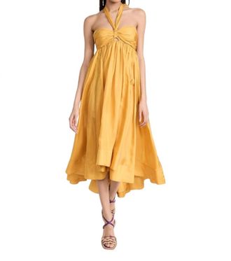 Zimmermann Devi Halter Maxi Dress In Mustard