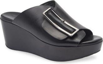 Chocolat Blu Yasha Platform Wedge Sandal in Black Leather at Nordstrom, Size 6.5