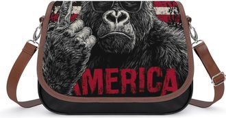 Generic Gorillas U.S. Flag Womens Crossbody Bag Fashion Shoulder Handbags Message Tote Bag with Adjustable Strap