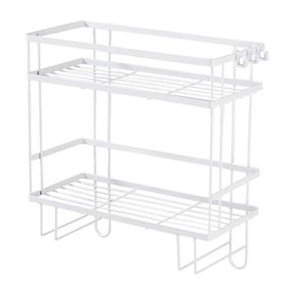 OEM Estanter&iacute;a De Hierro Para Inodoro Con Doble Estante Y Ganchos, Blanca, Grande, No Requiere Taladrar, Impermeable Y Robusta - Almacenamiento Para El Ba