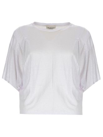 Isabel Marant Kyanza Cropped Pleated Linen T-Shirt